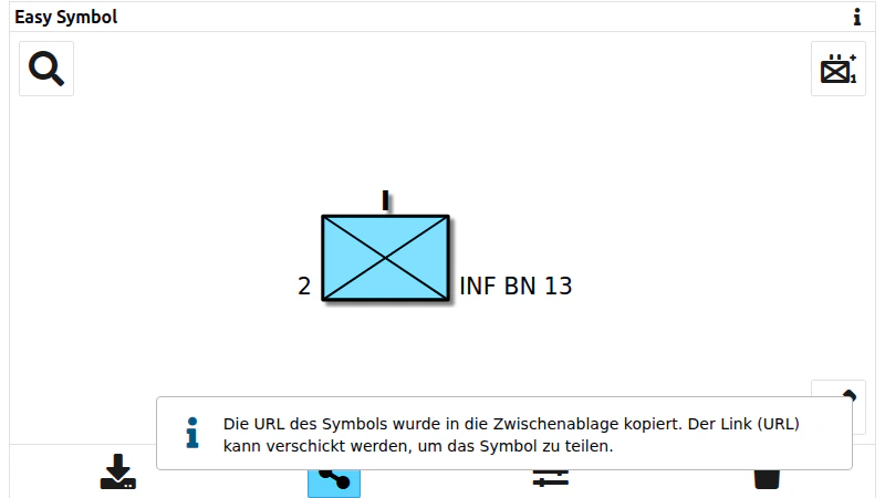 Meldung, dass die URL des Symbols in die Zwischenablage kopiert wurde