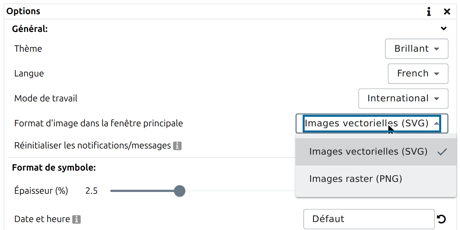 Changer le format d'affichage du symbole militaire dans la fenêtre principale du Military Symbol Generator