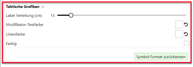 Einstellungen und Optionen für die Formatierungen im taktischen Zeichen Generator