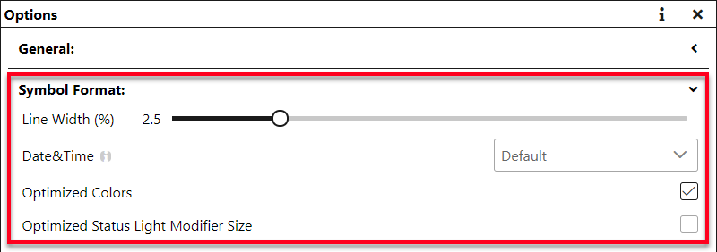 Settings and options for the formatting in the tactical symbol generator