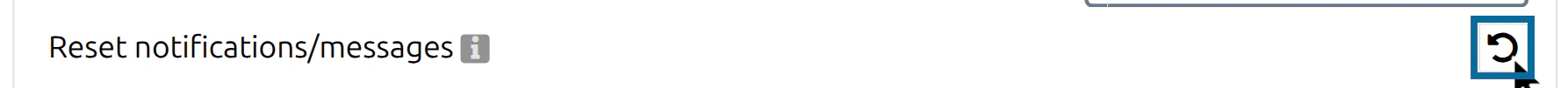Button 'Reset notifications/messages' ringed in the General Options