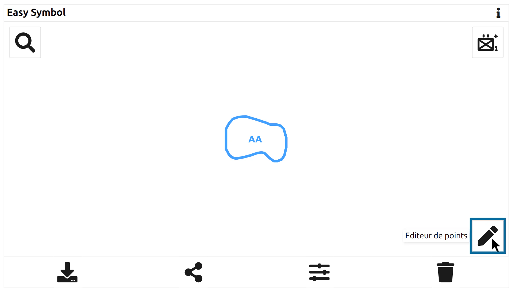 Fenêtre principale avec le graphique tactique et le pointeur sur le bouton 'Point Editor' en bas à droite